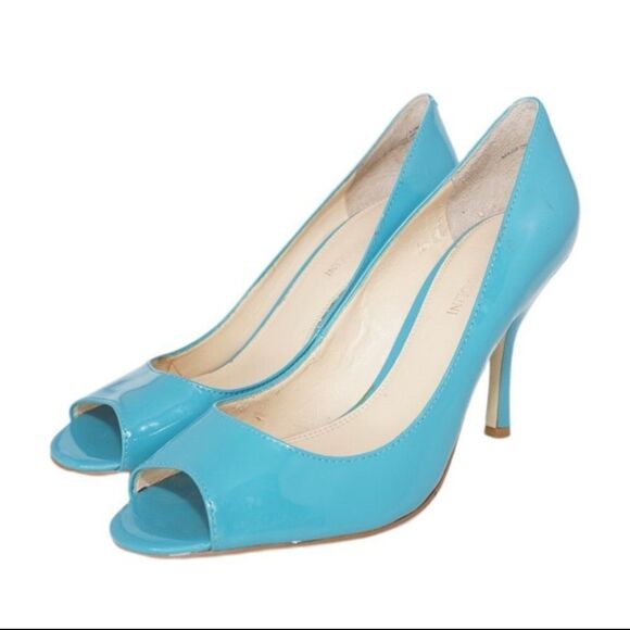 Enzo Angiolini 'Maylie' Teal Peep-Toe Pumps, Size 8.5 - Picture 1 of 8